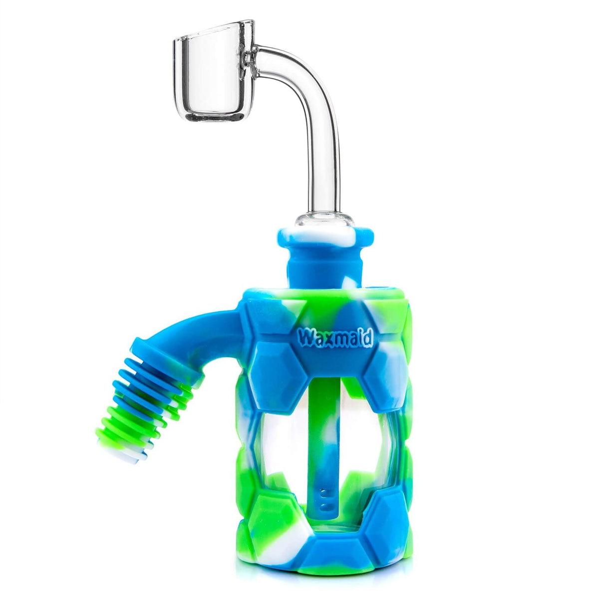 PILOTDIARY Silicone Ash Catcher in Blue and Green - Front View with Glass Bowl