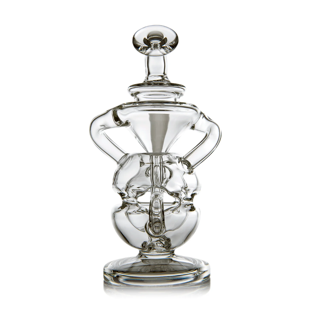 MJ Arsenal Infinity Mini Dab Rig with Recycler Design, Clear Borosilicate Glass, Front View