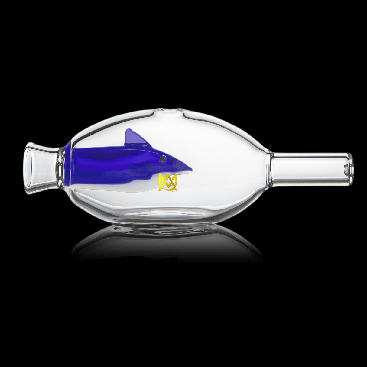 MJ Arsenal Jaws Chillum - Compact Shark Glass Hand Pipe Front View