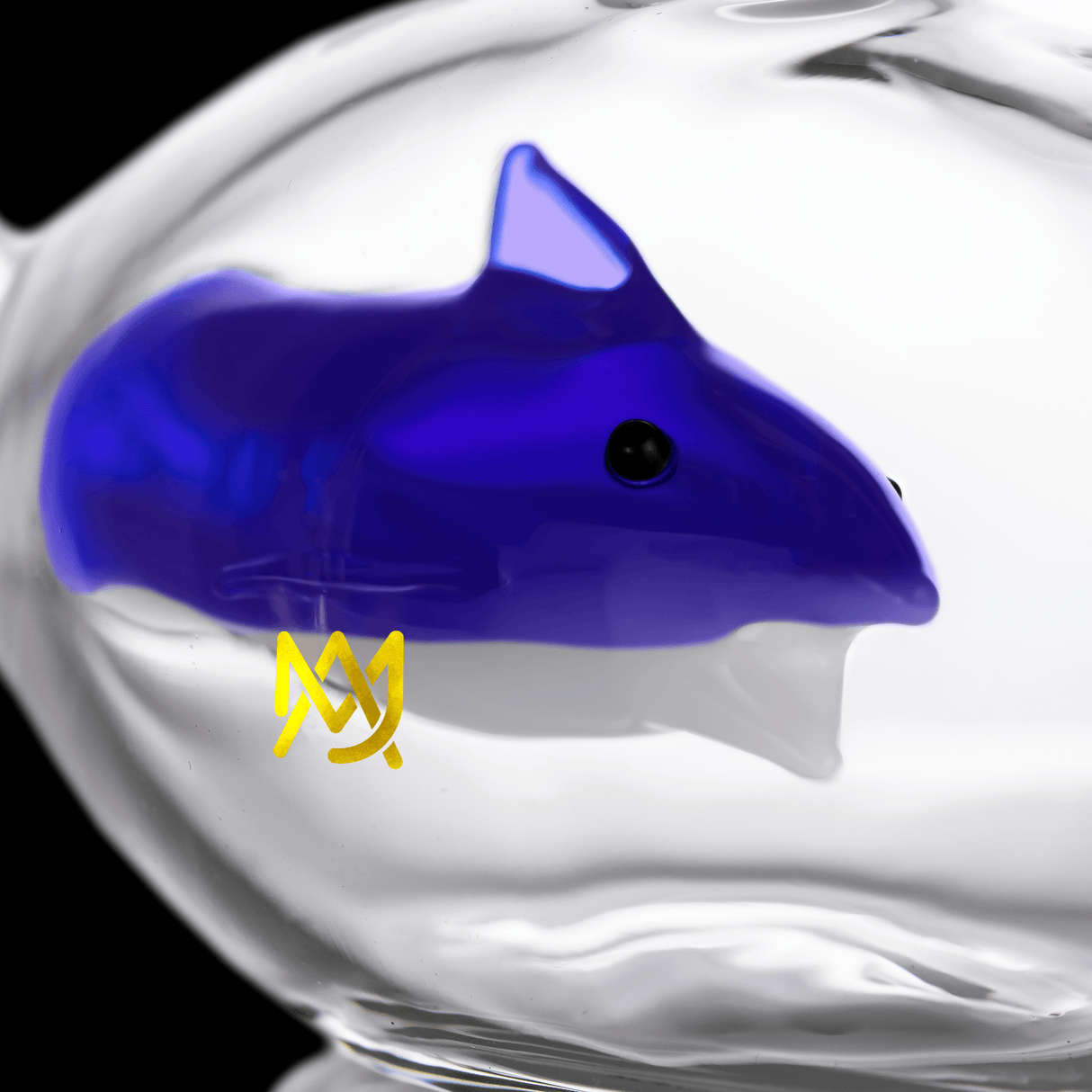 MJ Arsenal Jaws Chillum - Close-up of Compact Shark-Inspired Glass Hand Pipe