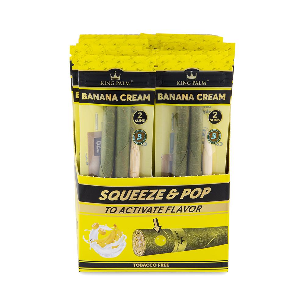 King Palm Slim Rolling Cones Banana Cream 2-Pack, Tobacco-Free & Slow Burn, Front View