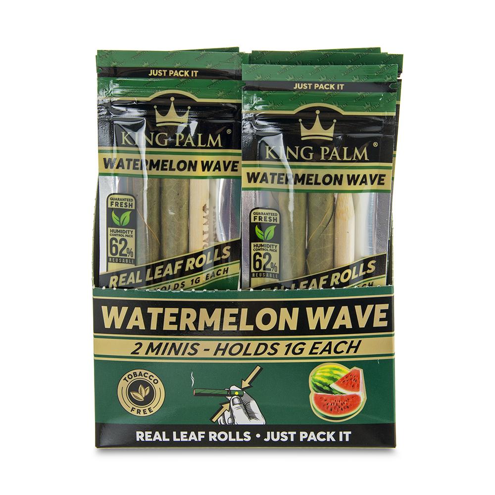 King Palm Mini Rolling Cones in Watermelon Wave, front view, 2-pack tobacco-free leaf rolls