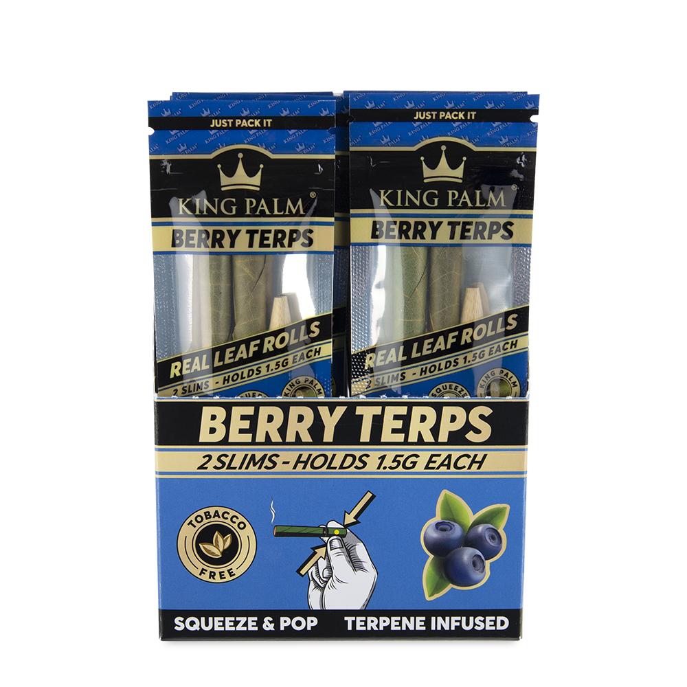 King Palm Berry Terps Slim Rolling Cones 2-Pack, Tobacco-Free with Boveda, Front View