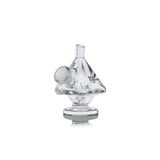 MJ Arsenal King Bubbler front view, clear borosilicate glass, compact design for dry herbs