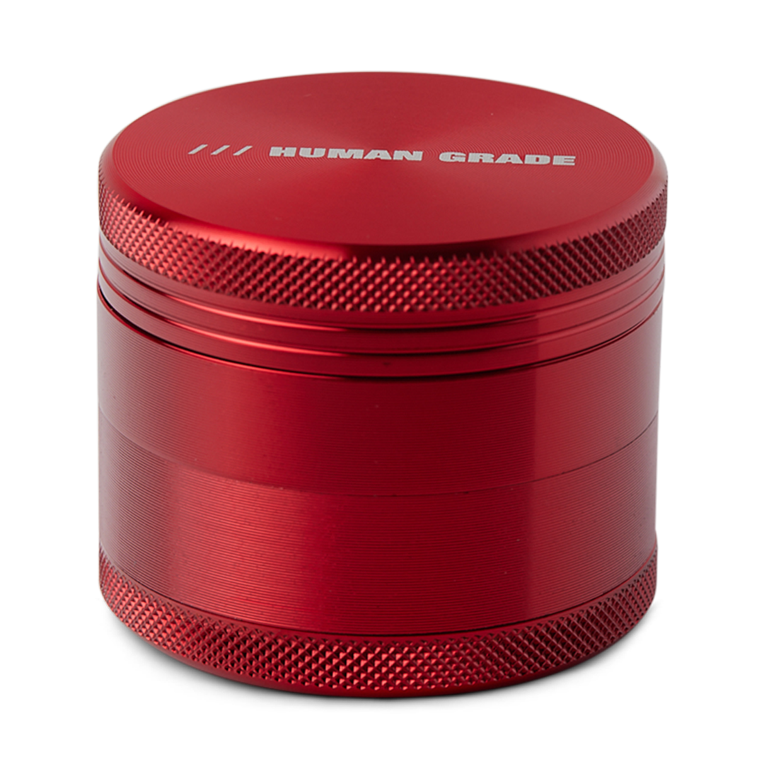 Human Grade Grinder 1A in Red, 2" 4-Piece, Durable Aluminum, Front View