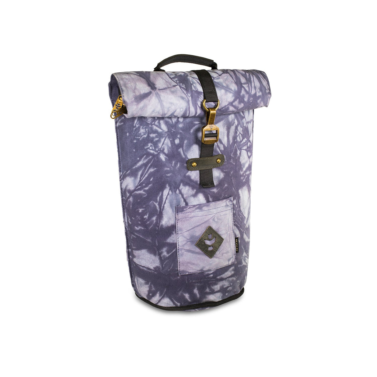 Revelry Supply 'The Defender' smell proof padded backpack in Tie Dye variant, front view