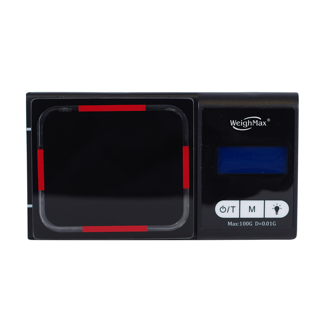 WeighMax LUX-100 Digital Scale in Red, Front View, Portable Precision with Backlit Display