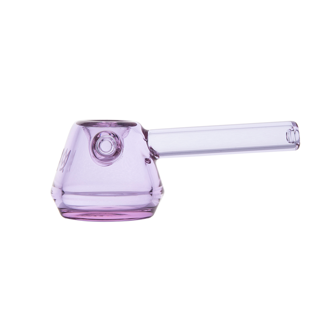 MJ Arsenal Kettle Hand Pipe in Lavender - Clear Glass with Side View