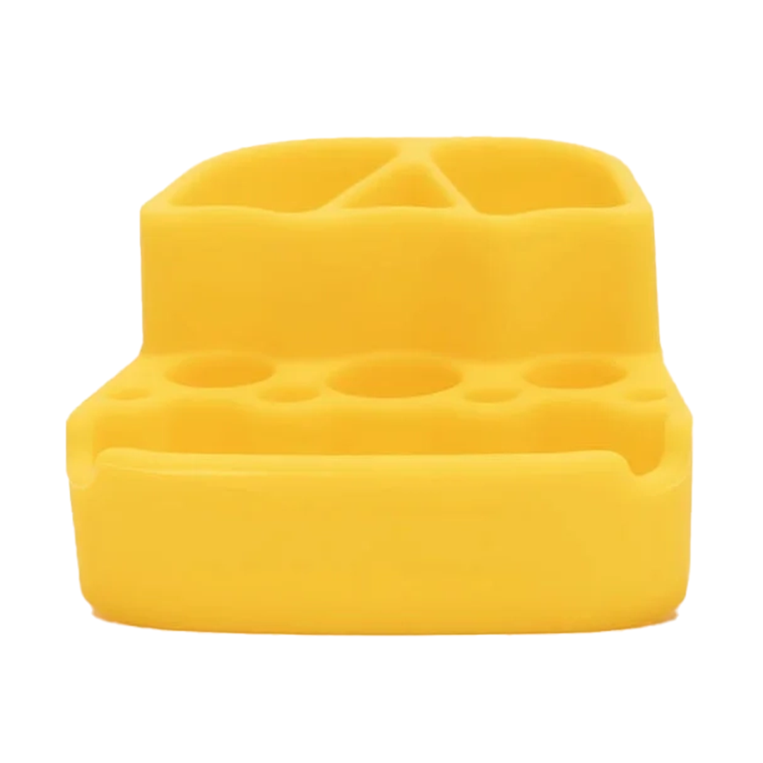 Blazy Susan Yellow Spinning Rolling Tray front view with various compartments