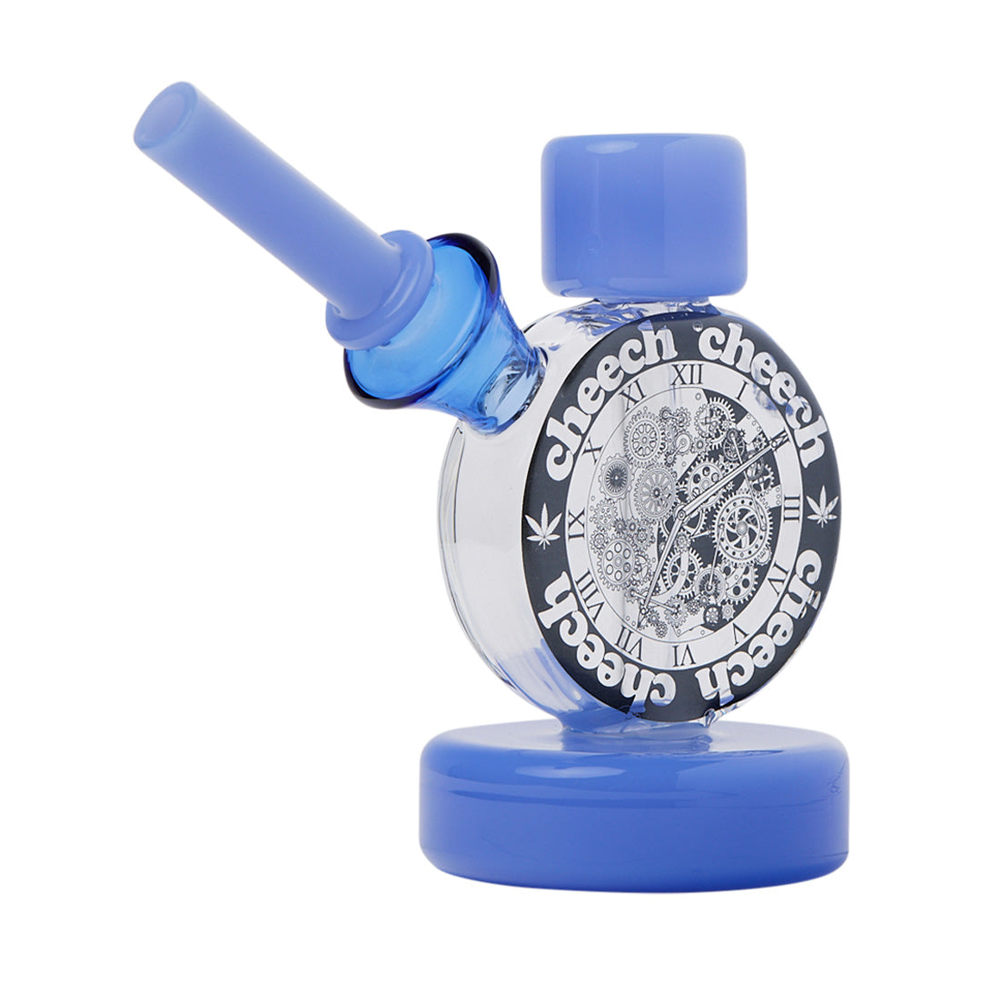 Cheech Glass 5" Clockwork Bong in Blue - Front View with Intricate Design