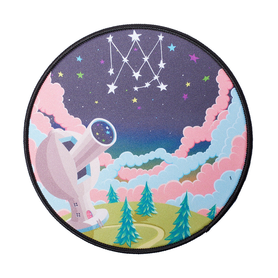 MJ Arsenal 9" Starry Night Dab Mat, Heat Resistant Vinyl, Top View with Cosmic Design