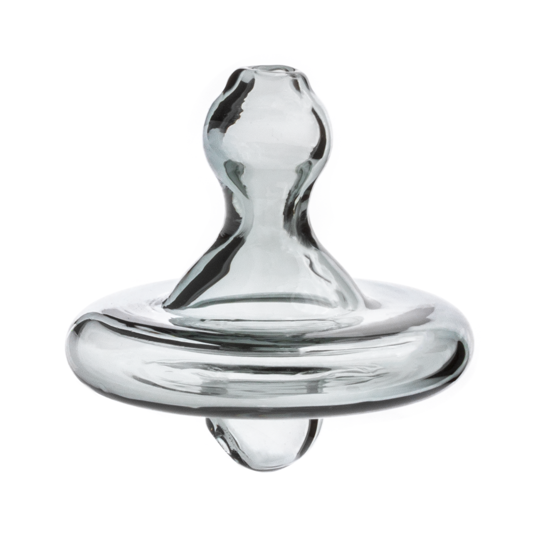 Blue Blood Spiral Carb Cap in clear polyresin, top view on a seamless white background