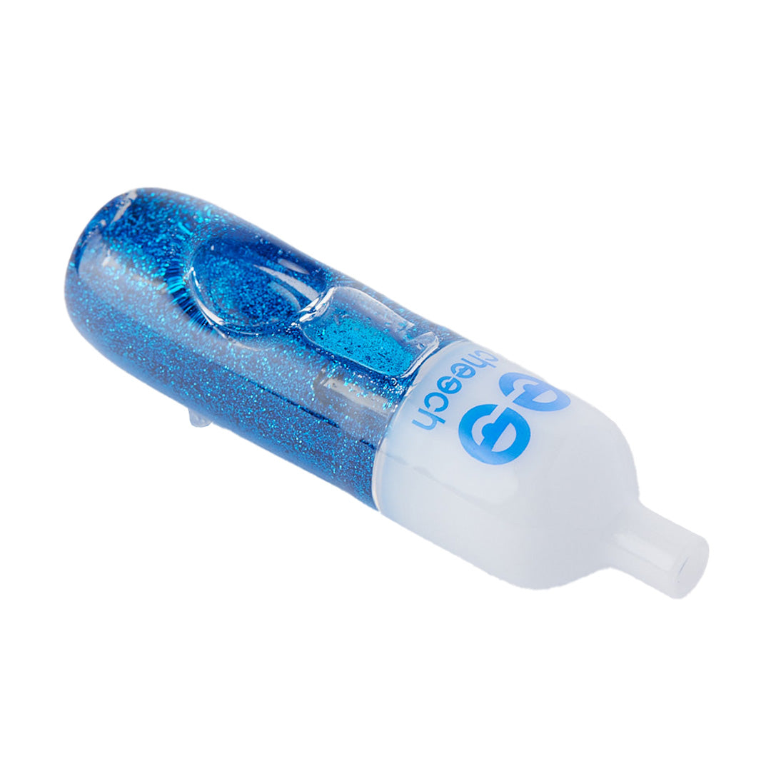 Cheech Glass 4.5" Glycerin Glitter Pipe, Blue, Side View on White Background