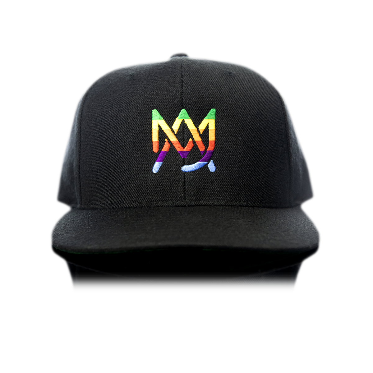 MJ Arsenal Rainbow Logo Hat - Black Cap Front View with Fun & Novelty Design