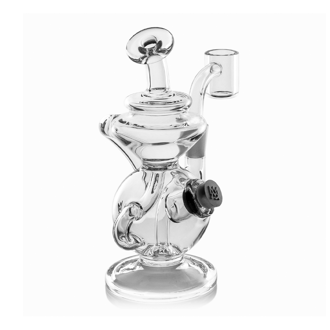 MJ Arsenal Mini Jig Dab Rig with Silicone Plug, Clear Glass, Front View on White Background