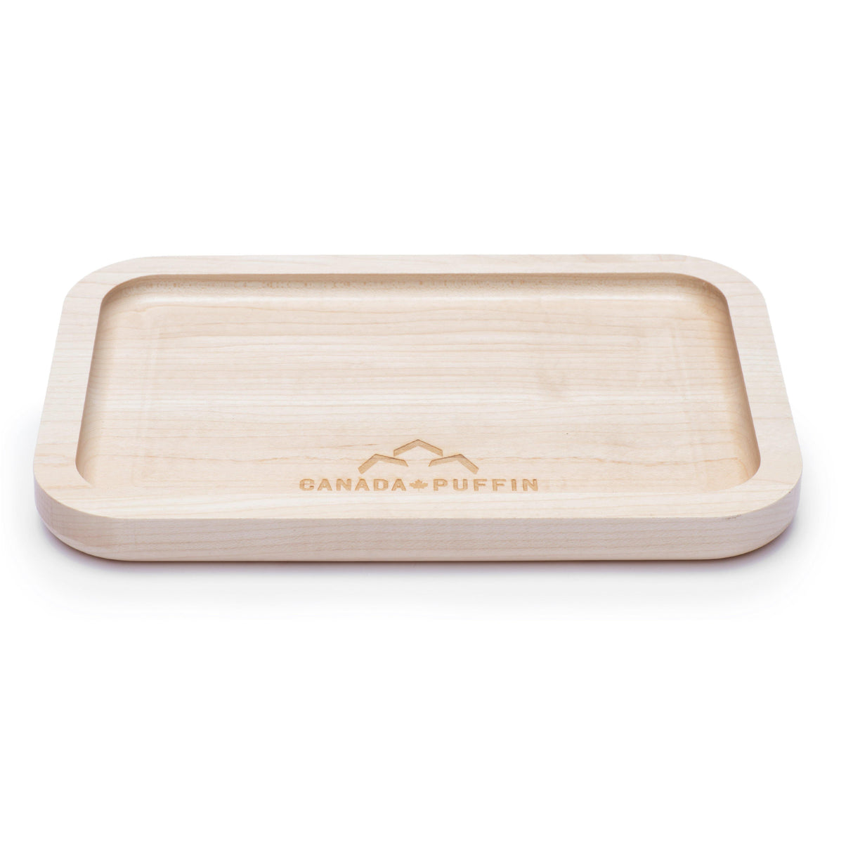 Canada Puffin Muskoka Rolling Tray - Elegant Wood Finish, Front View