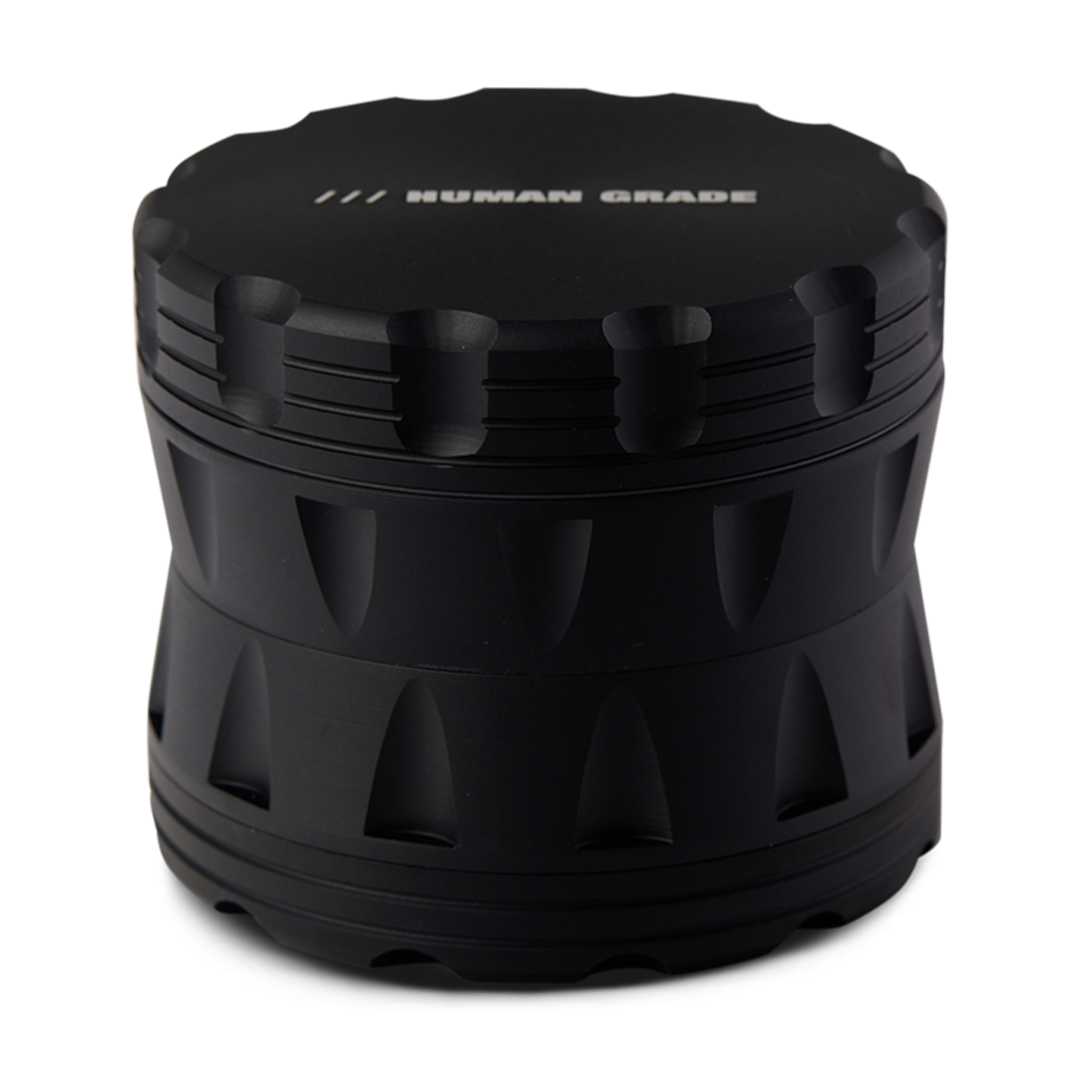 Human Grade Grinder 2A Black - 2.5" 4-Piece Herb Grinder - Front View