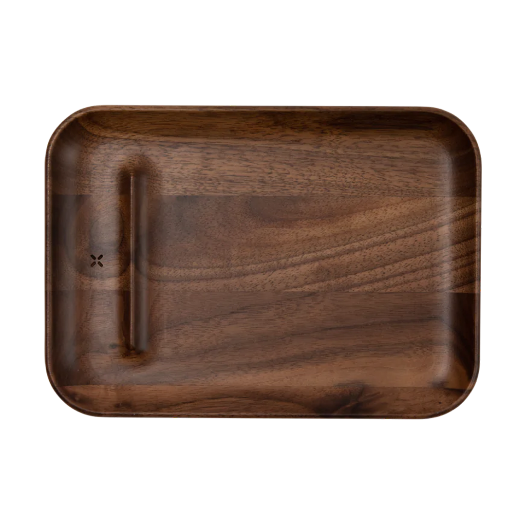 Pax Walnut Prep Tray with Device Spot, 7.6"x5.6", Overhead View for Rolling Accessories