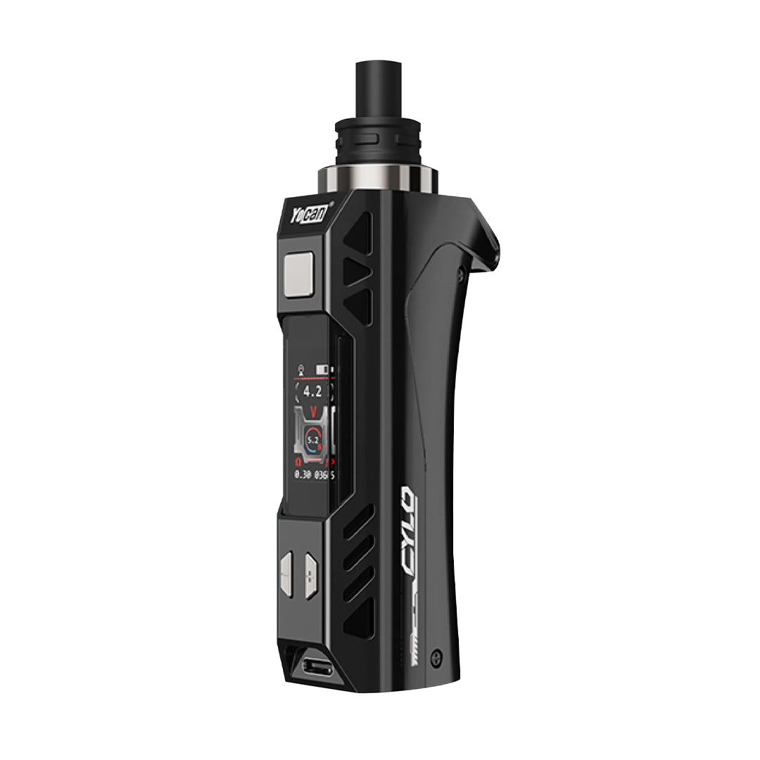 Yocan Cylo Vaporizer in Black - Front View with Digital Display and USB Ports