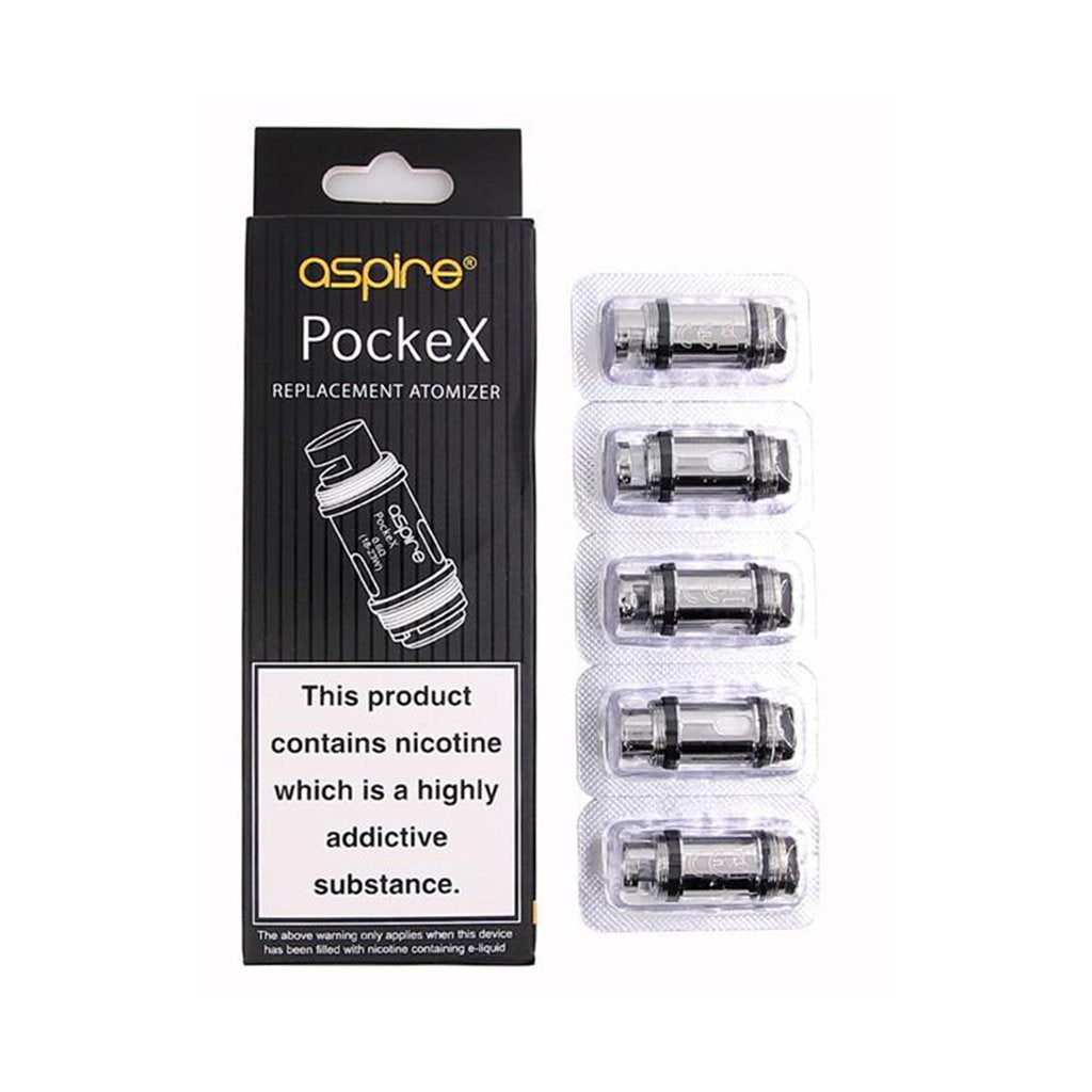 Aspire PockeX 0.6Ξ© Replacement Coils 5-Pack for Enhanced Vaping, Front View