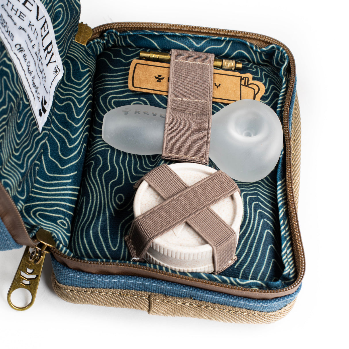 Revelry Supply - The Pipe Kit open view showing smell proof containers and accessories