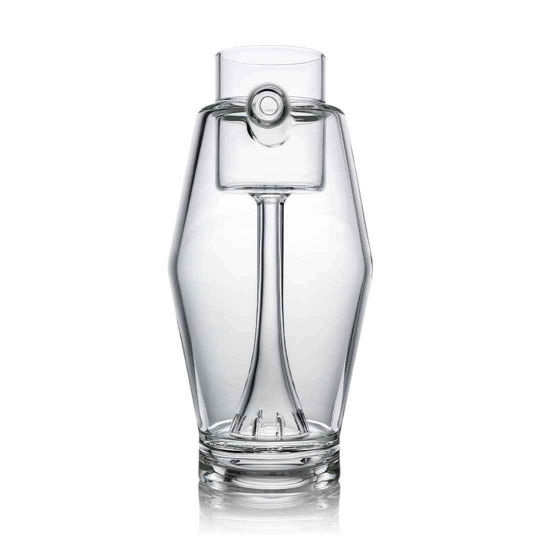 MJ Arsenal Proxy Bubbler, clear borosilicate glass, front view on seamless white background