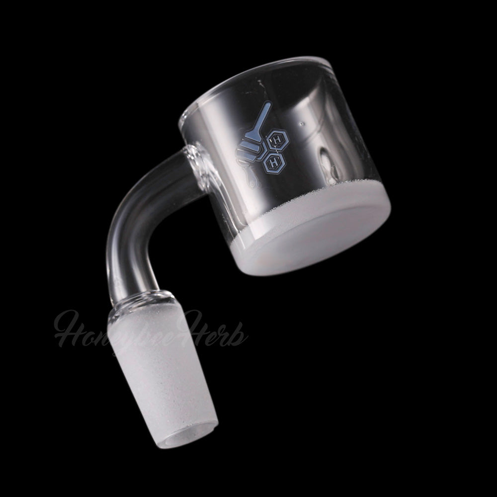 Honey & Milk XL Bevel Quartz Banger at 90° angle, 14mm male joint size, for dab rigs, clear design