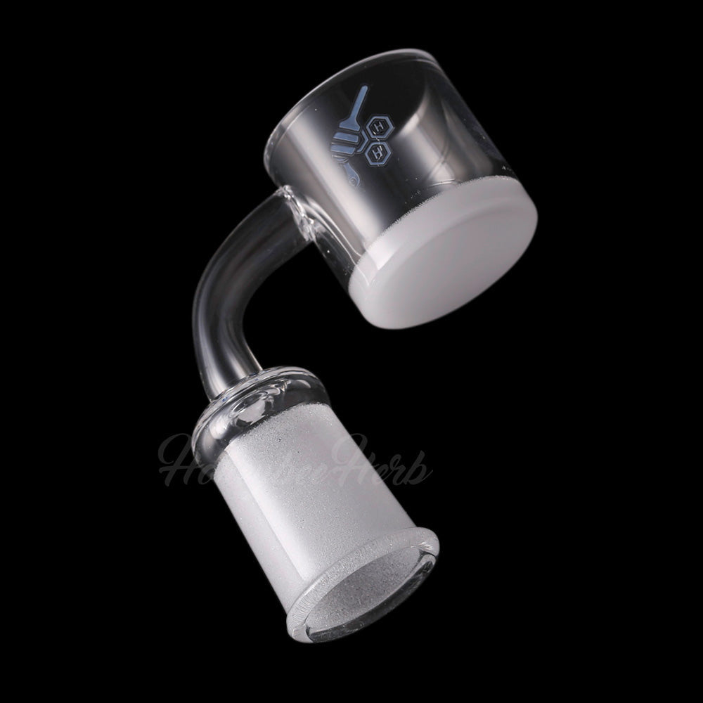 Honey & Milk XL Bevel Quartz Banger at 90° degree angle, clear flat top design, 25mm for dab rigs