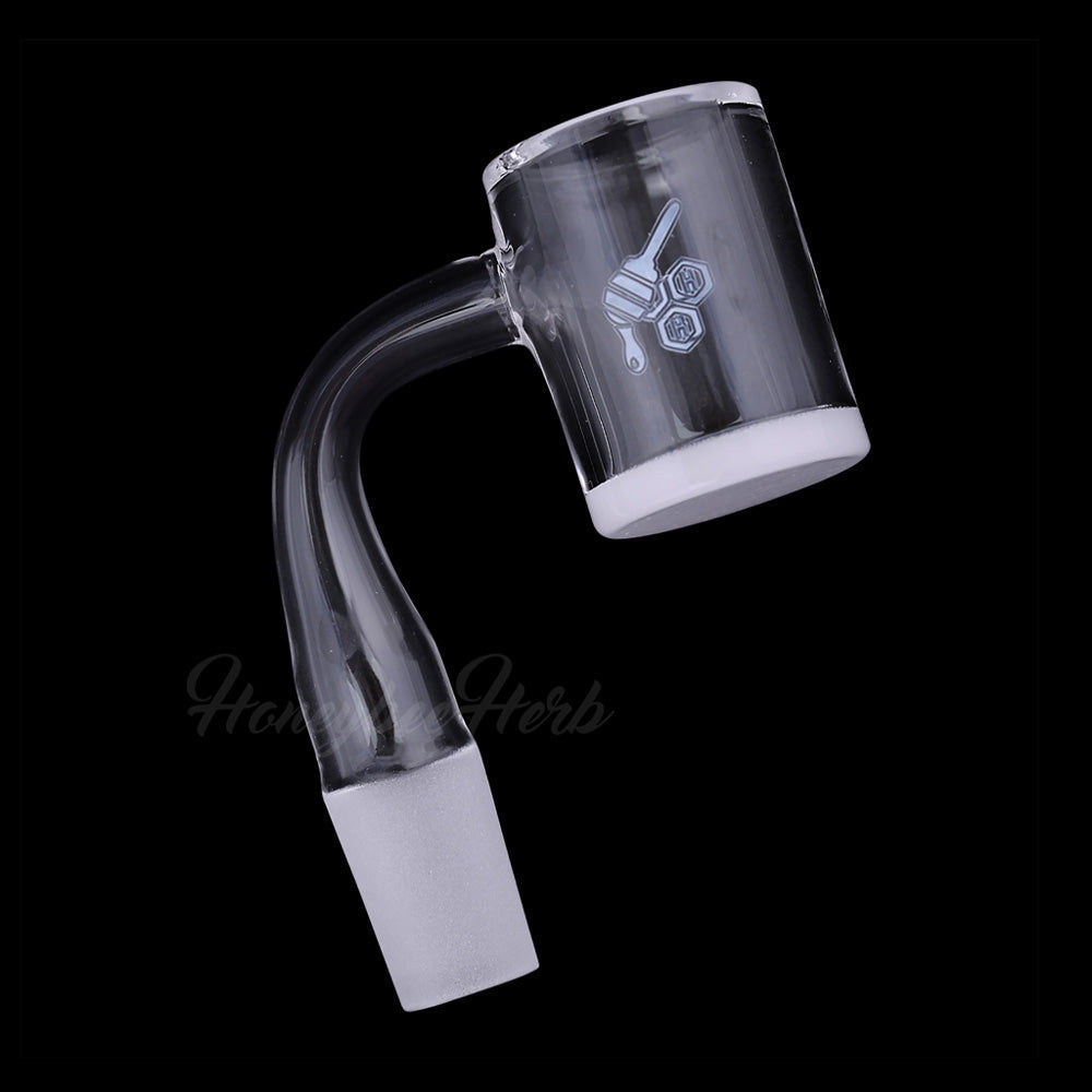 Honey & Milk Bevel Quartz Banger at 90° angle, 14mm Male joint, for Dab Rigs, clear design