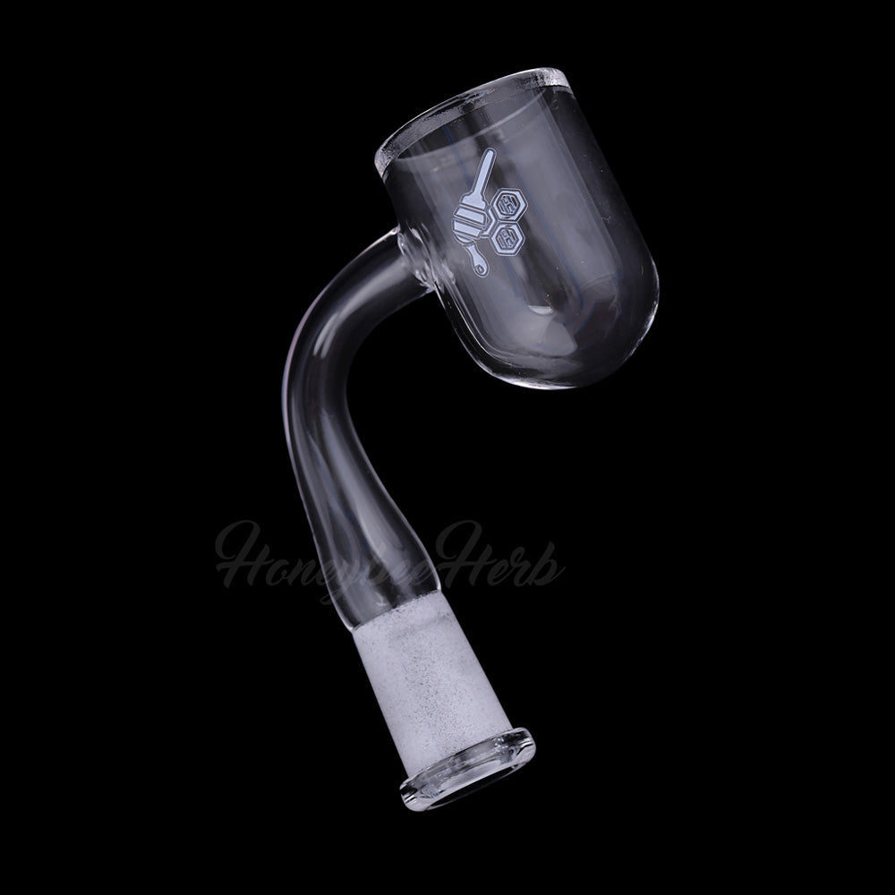 Honeybee Herb Quartz Banger with 90Β° Angle, Clear Flat Top Design, 25mm for Dab Rigs