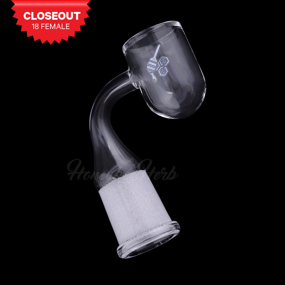 Honey Bevel Bowl Quartz Banger 90Β° angle 18mm Female Joint for Dab Rigs, clear design, side view