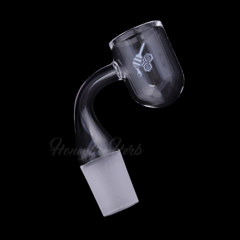 Honeybee Herb Quartz Banger with 90Β° Angle, 18mm Male Joint - Clear, for Dab Rigs