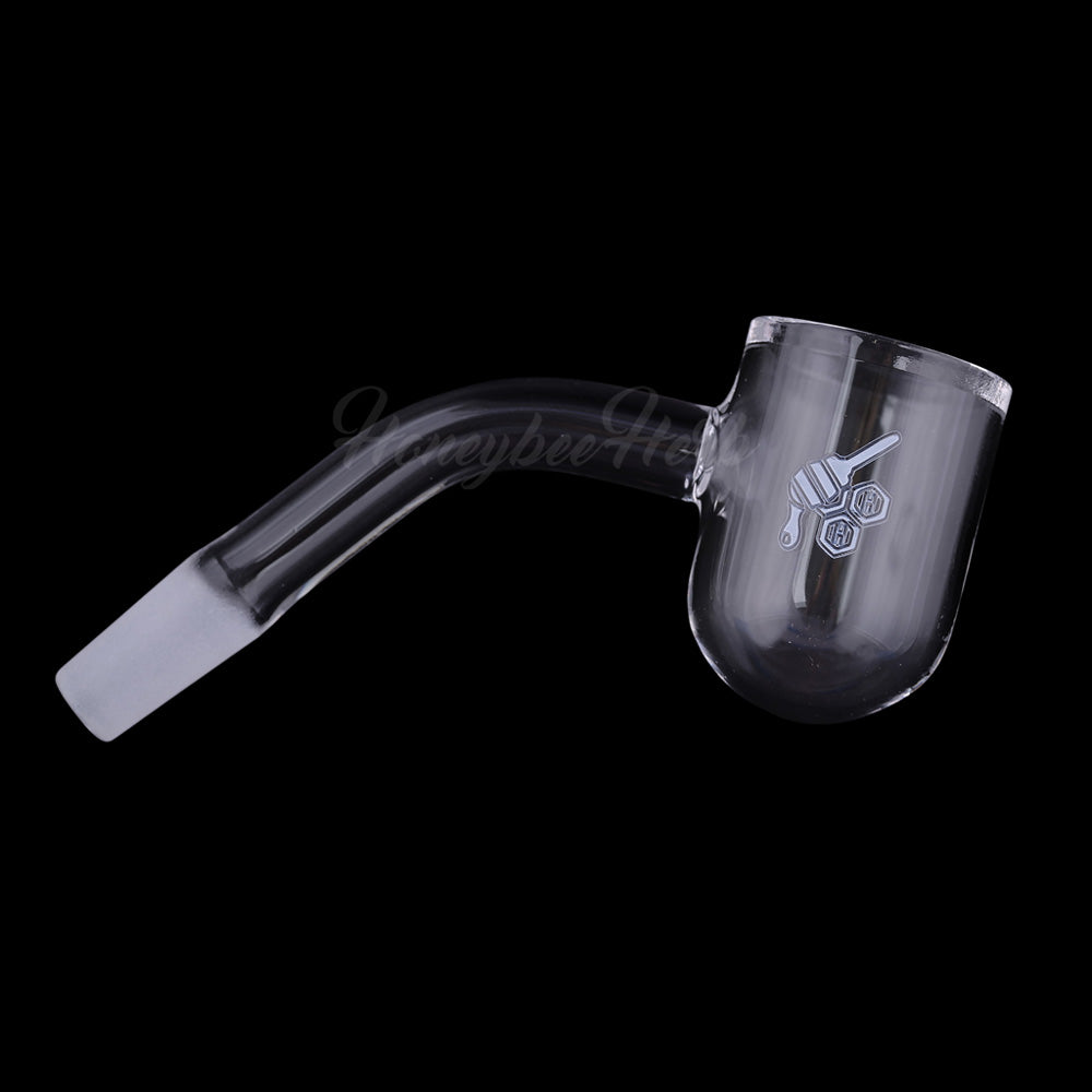Honeybee Herb Quartz Banger with 45Β° Angle - Clear, 10mm Male Joint, Side View