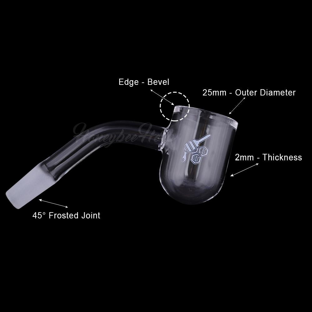 Honeybee Herb Quartz Banger with 45Β° Angle, Flat Top Design, and 25mm Diameter