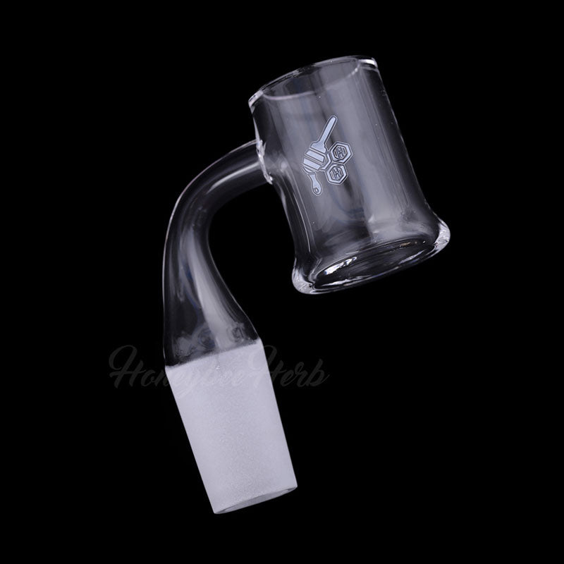 Honey Mug Quartz Banger 90Β° Degree, 18mm Male Joint, Clear Flat Top Design for Dab Rigs