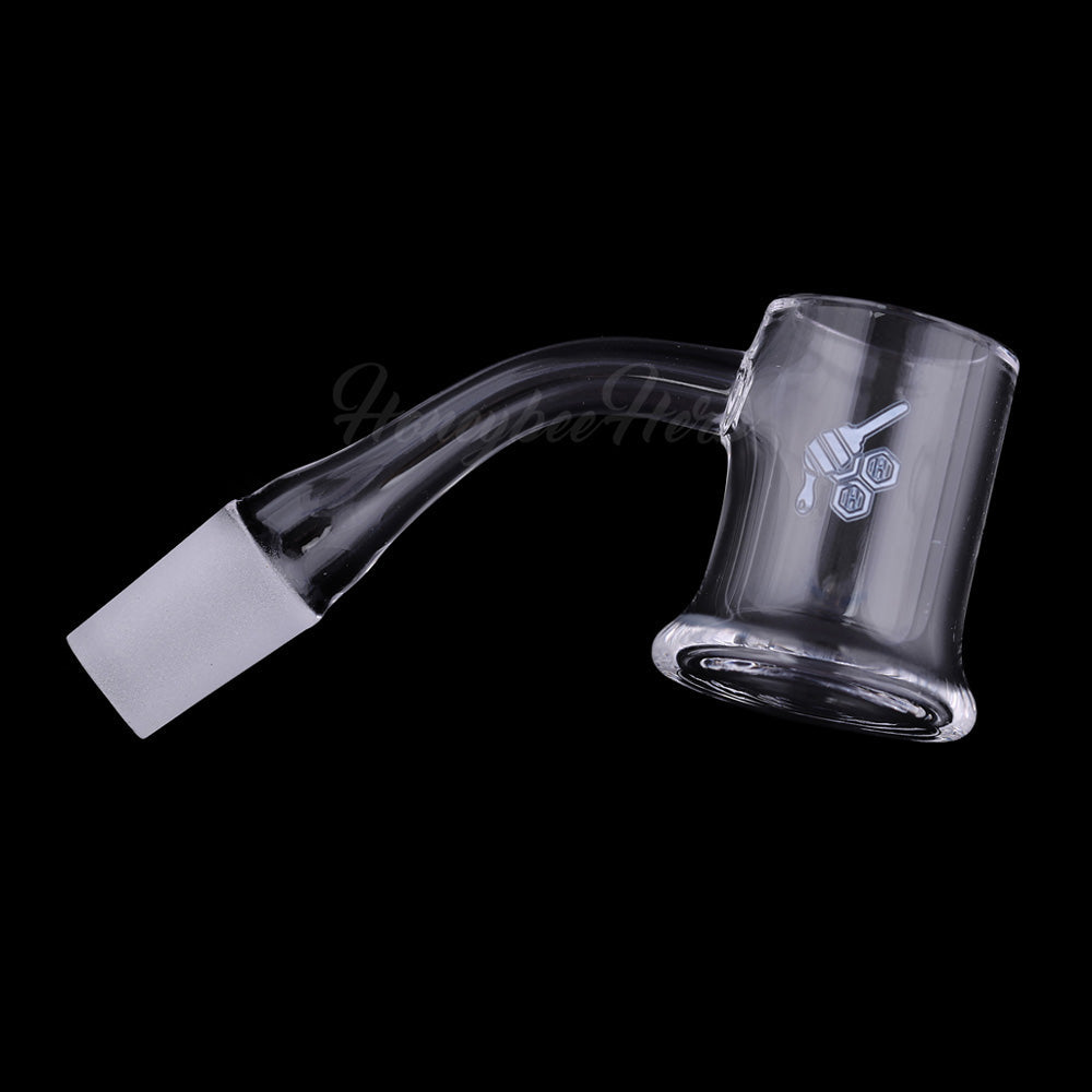 Honeybee Herb Quartz Banger at 45Β° angle, 14mm male joint for dab rigs, clear flat top design