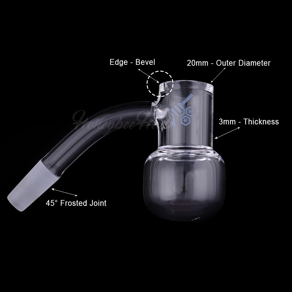 Honey Kettle Quartz Banger at 45Β° angle with frosted joint, 20mm diameter, 3mm thickness
