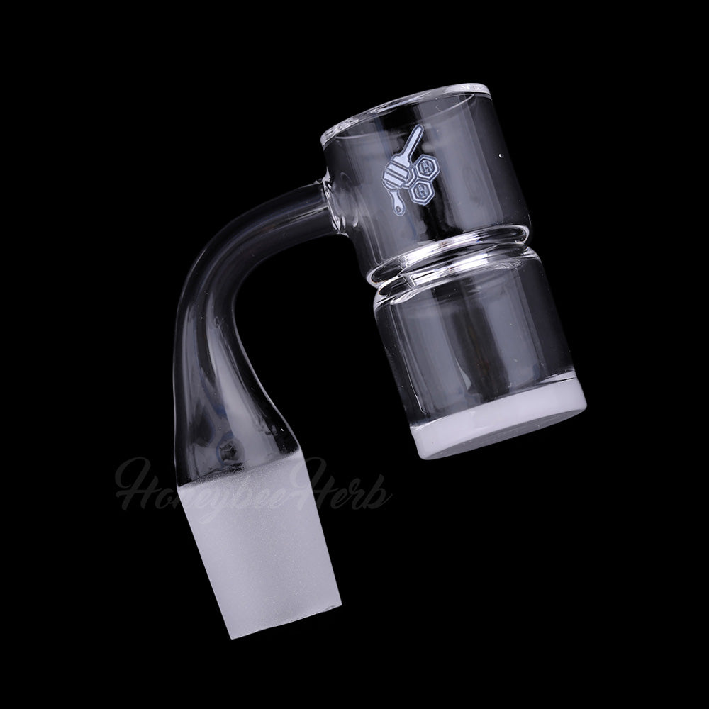 Honey & Milk Bevel Splash Bucket Quartz Banger 90Β° by Honeybee Herb, 18mm Male Joint, Clear View