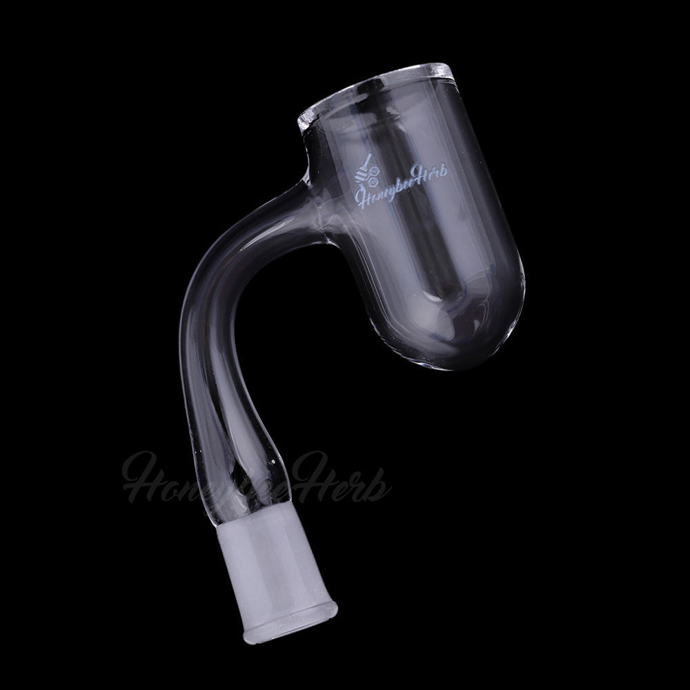 Honeybee Herb Quartz Banger with 90Β° Angle - 25mm Flat Top for Dab Rigs, Clear View