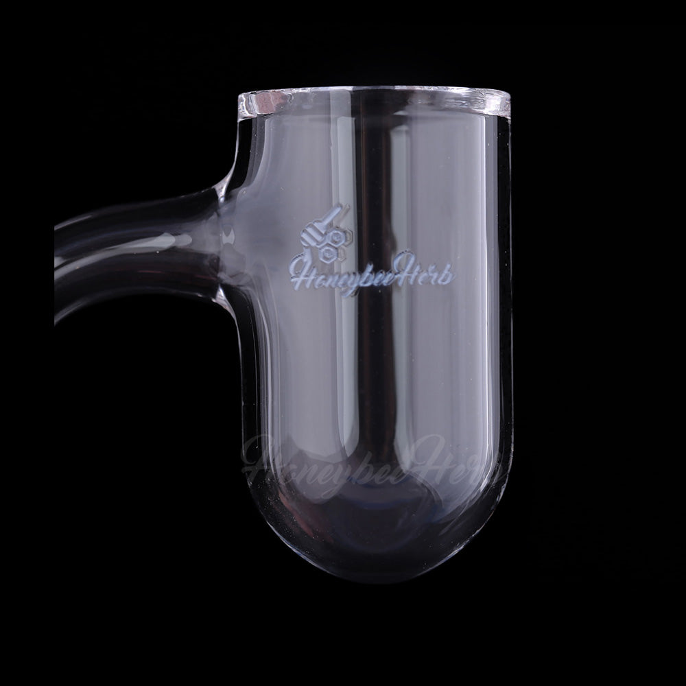 Honeybee Herb Quartz Banger with Deep Bowl - 90Β° Angle, Clear, 25mm - Side View