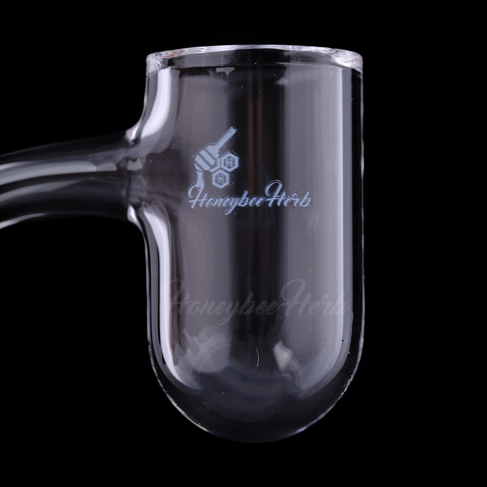 Honeybee Herb Quartz Banger with Deep Bowl at 45Β° Angle - Clear, 25mm - Side View