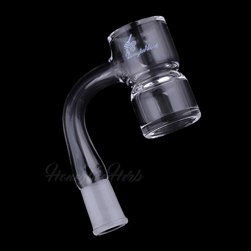 Honeybee Herb Bevel Splash Bucket Banger 90° made of durable quartz, side view on black