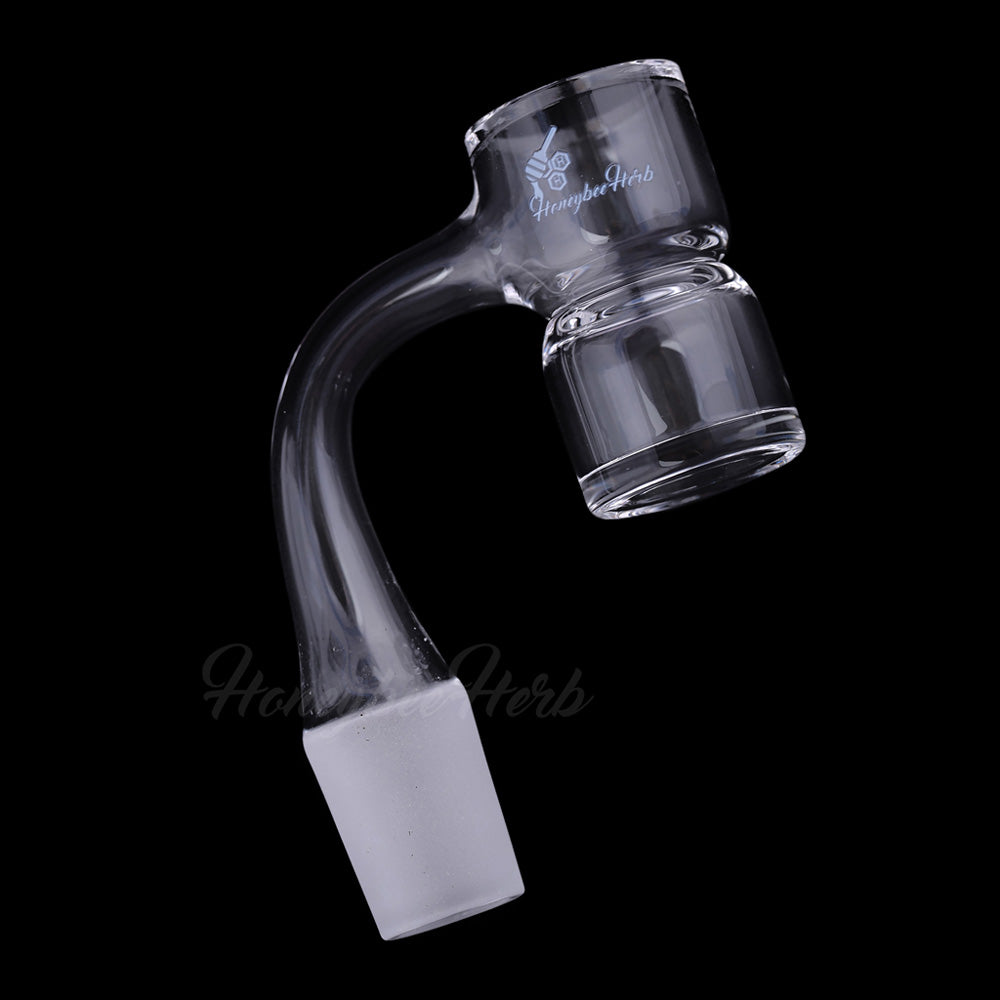 Honeybee Herb Splash Bucket Banger, 90° Angle, 25mm Flat Top, Clear Quartz