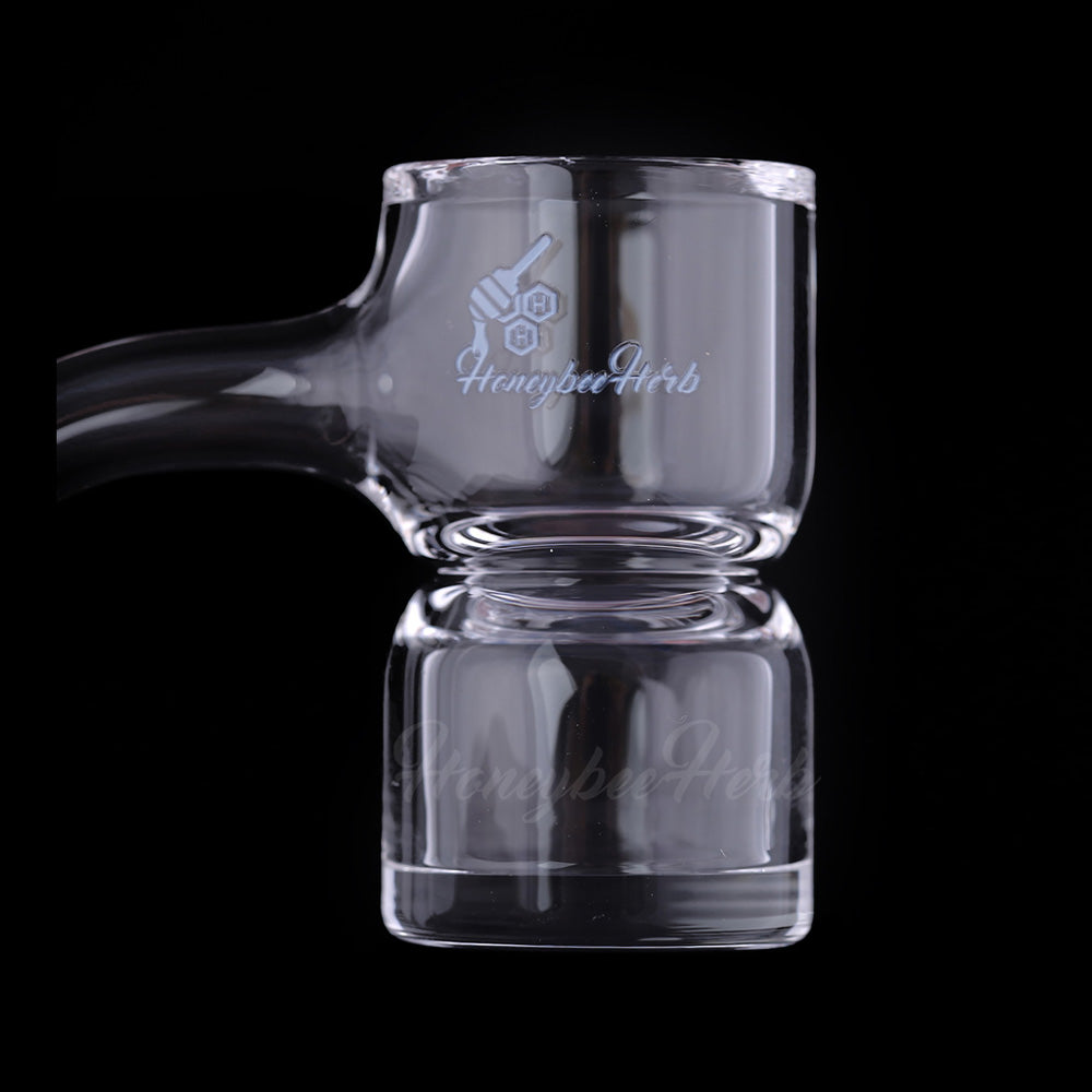 Honeybee Herb Bevel Splash Bucket 90°, clear quartz, side view on black background