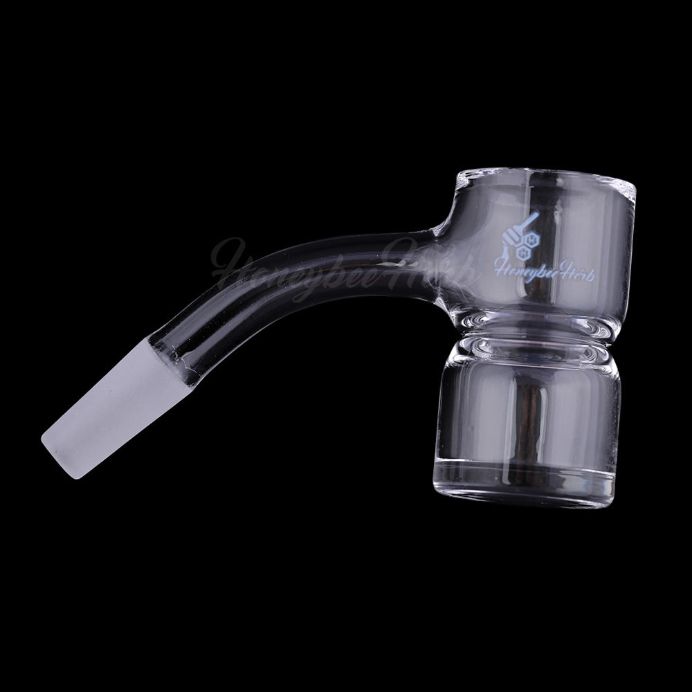 Honeybee Herb Quartz Banger 45Β° Angle, Clear Flat Top Design for Dab Rigs, 25mm