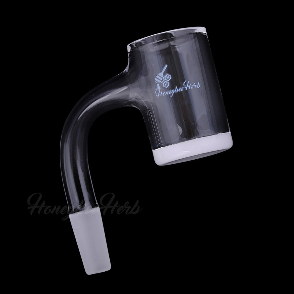 Honey & Milk Bevel Quartz Banger 90Β°, 10mm Male Joint, Clear Flat Top, by Honeybee Herb