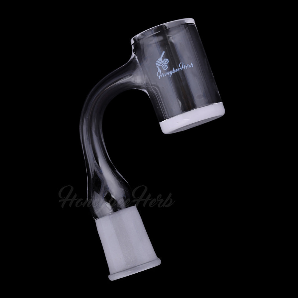 Honey & Milk Bevel Quartz Banger at 90Β° angle, 14mm female joint, clear design, for concentrates