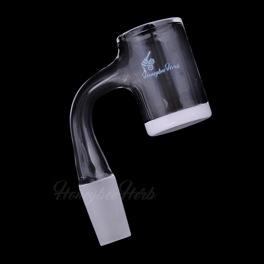Honey & Milk Bevel Quartz Banger at 90Β° angle, 14mm Male joint, clear design for dab rigs