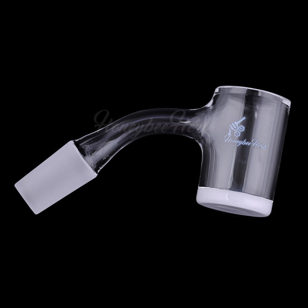Honey & Milk Bevel Quartz Banger 45° by Honeybee Herb, Clear, 14mm Male - Side View