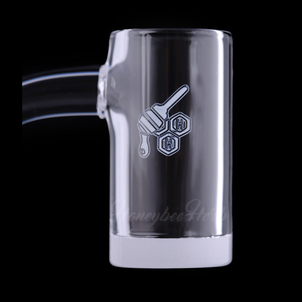 Honey & Milk Enail Quartz Banger at 90Β° angle, clear, 20mm flat top for dab rigs by Honeybee Herb
